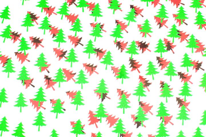 Festive Themed Background Of Red And Green Christmas Tree Shapes