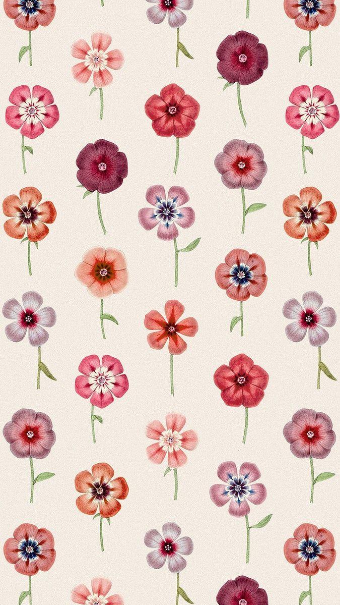 Cute Flower Pattern Mobile Wallpaper Vintage Botanical Background