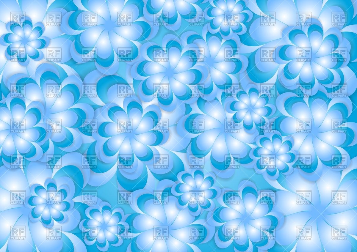 Abstract Blue Summer Background With Flowers Vector Image Of