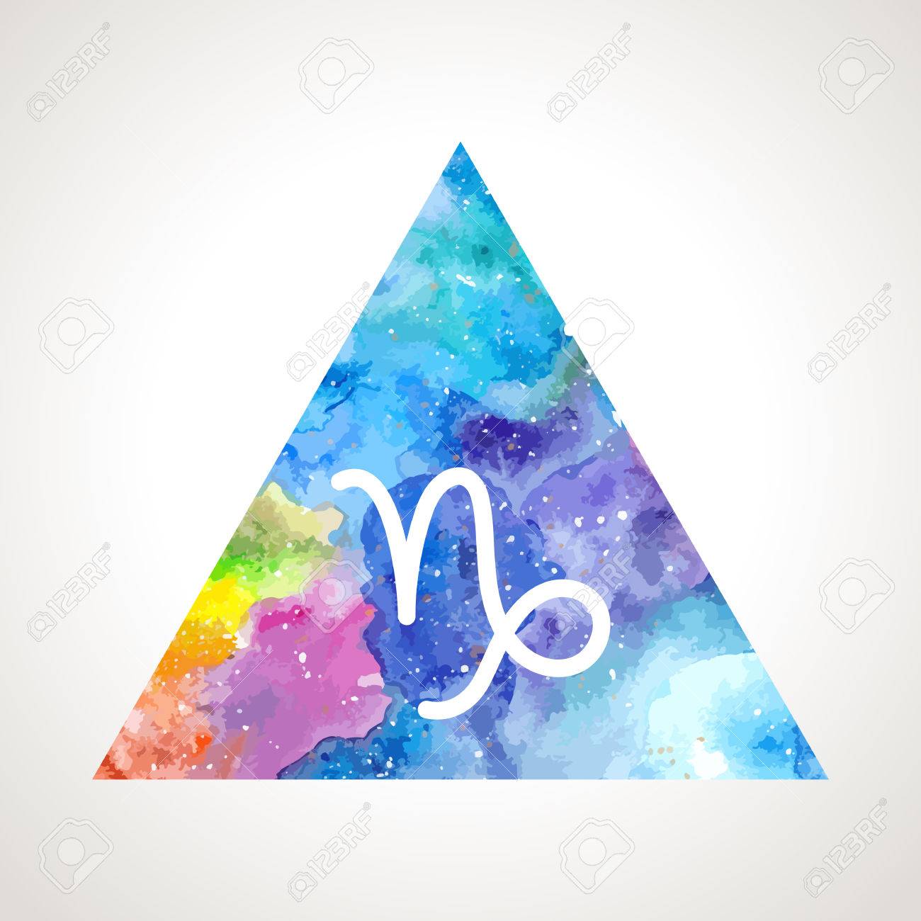 Capricorn Zodiac Sign On Watercolor Triangle Background Astrology