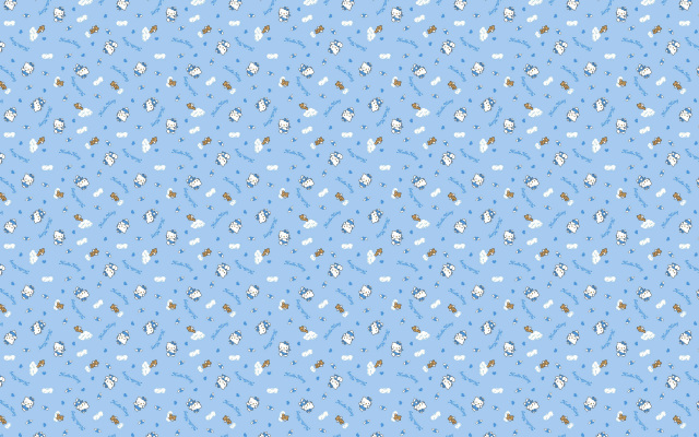 Wallpaper Pixels Blue Background Hello Kitty