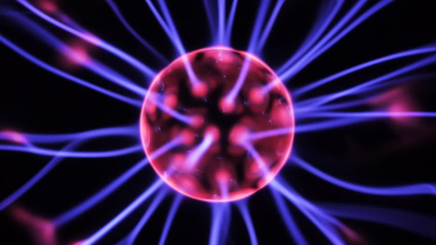 4k Plasma Ball With Moving Energy Rays Inside On Black Background