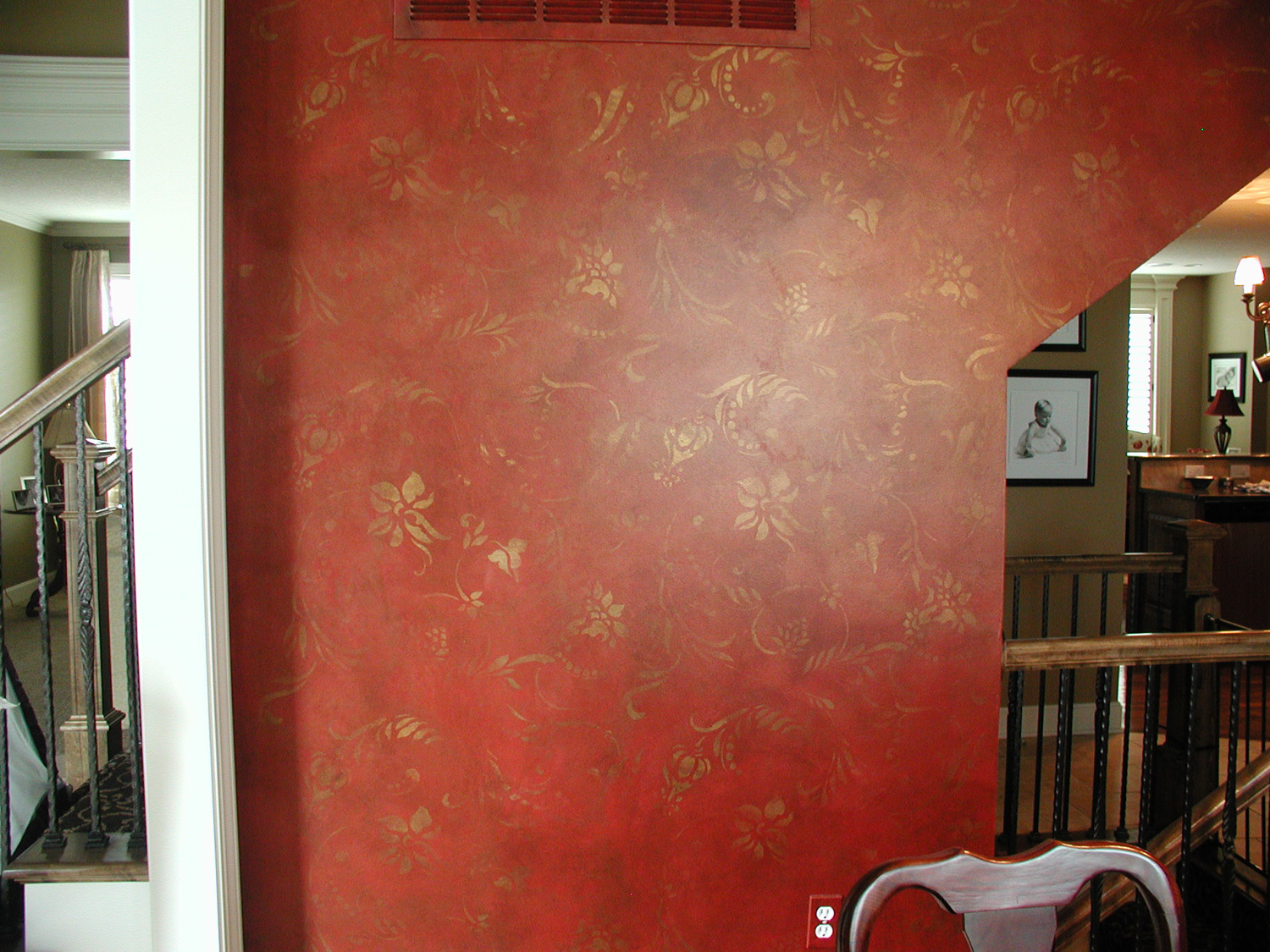 Fresco Over Red Veian Plaster With Bronze Stain Wallpaper Stencil