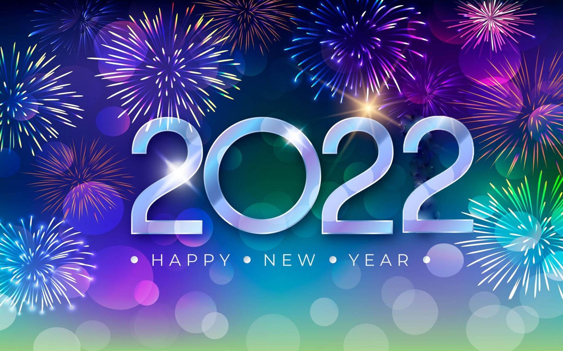 Happy New Year 2022 Blue Hd Wallpaper For Laptop And Tablet Free