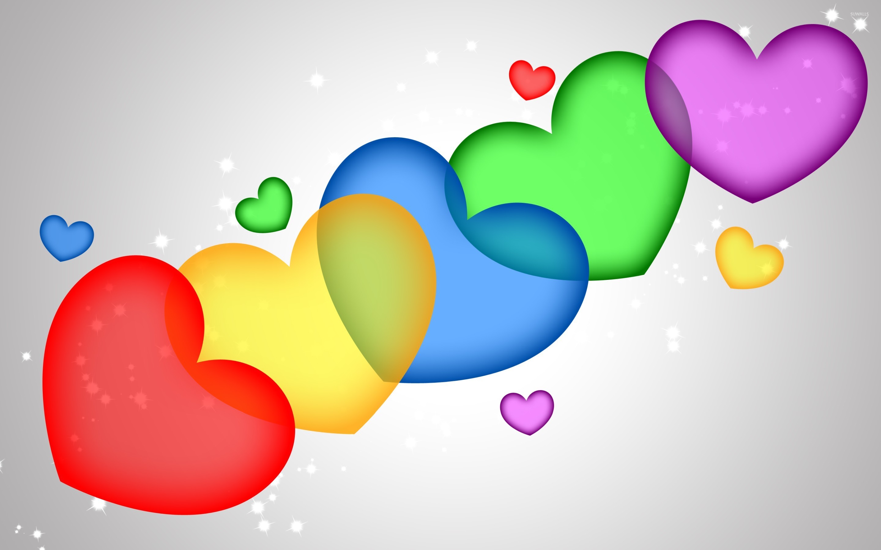 Colorful Overlapping Hearts on a Gradient Background