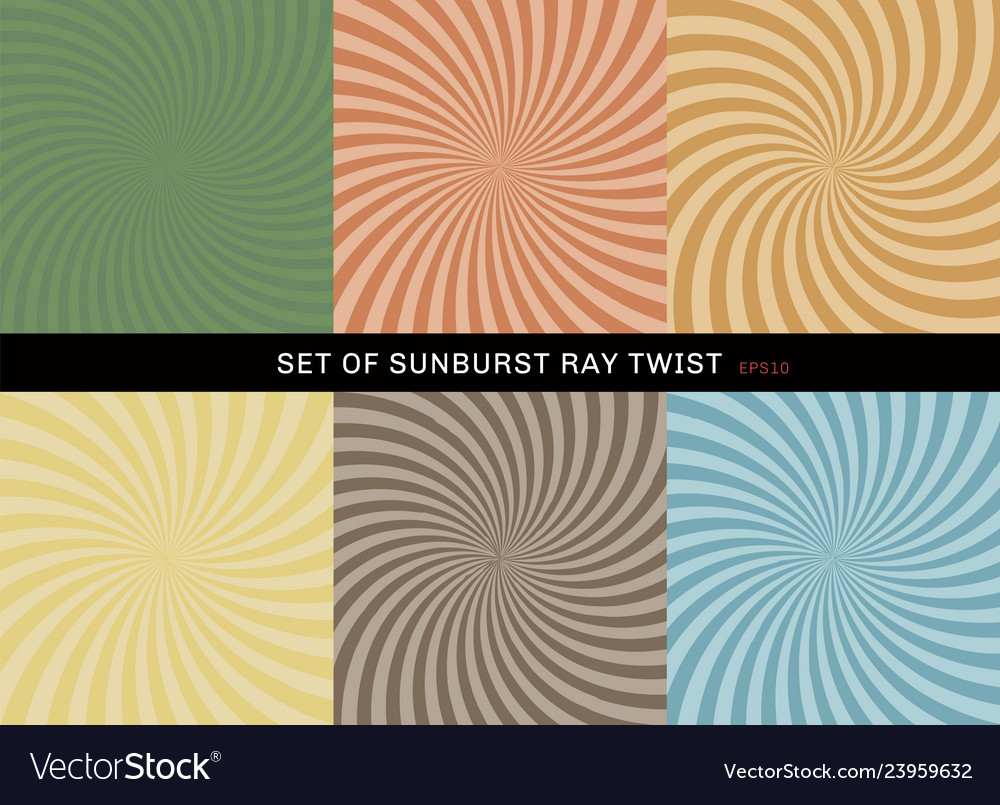 Set Of Starburst Twist Background Retro Style Vector Image