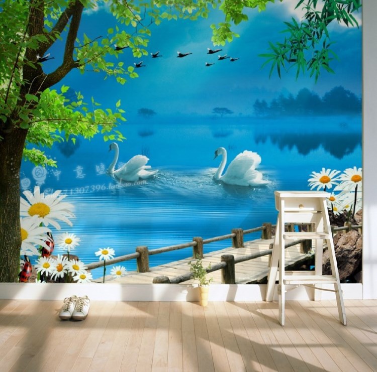 Large Living Room Bedroom Wallpaper Murals Paste Den Sofa Tv