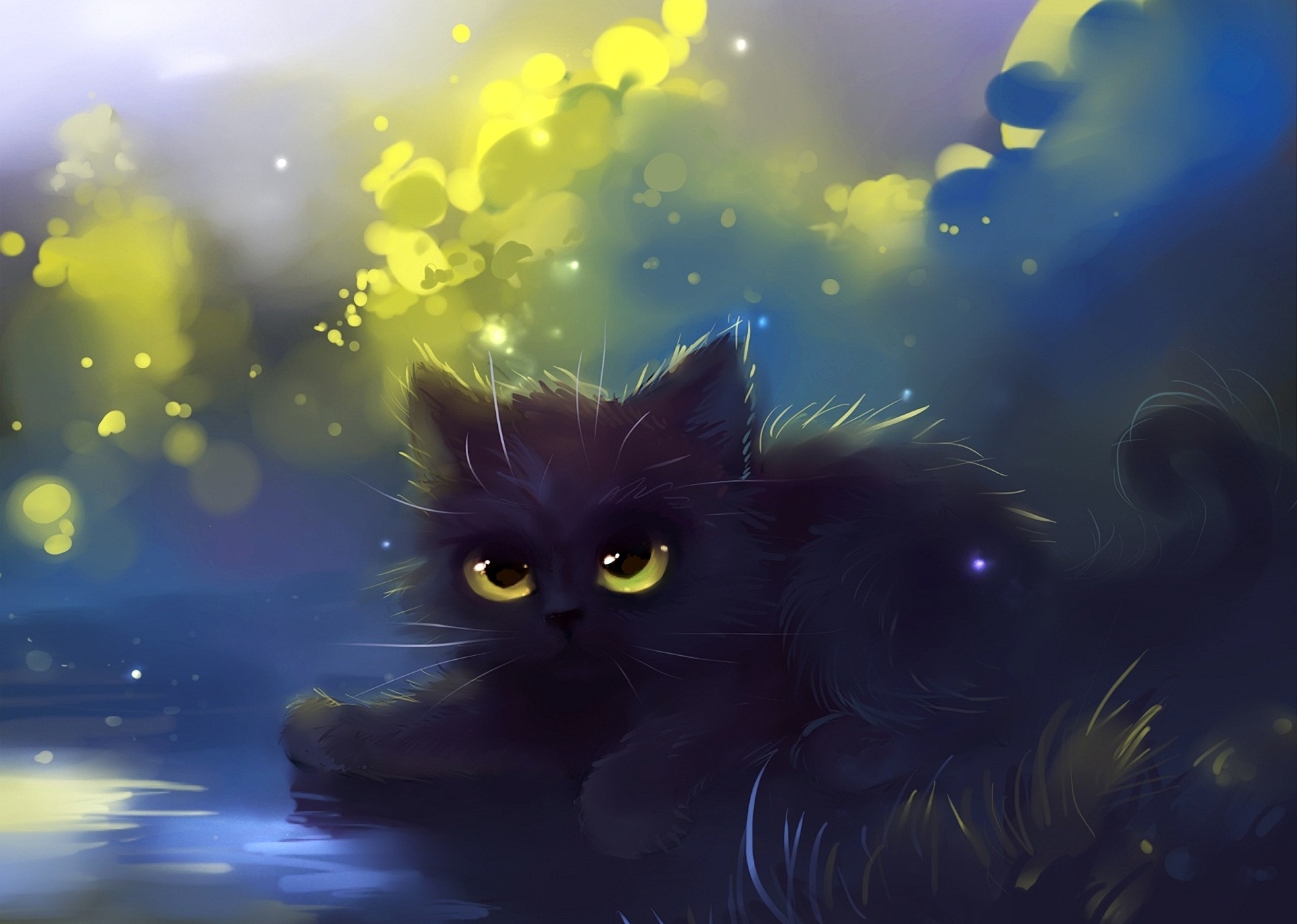 By Apofiss Cute Black Cat Wallpaper