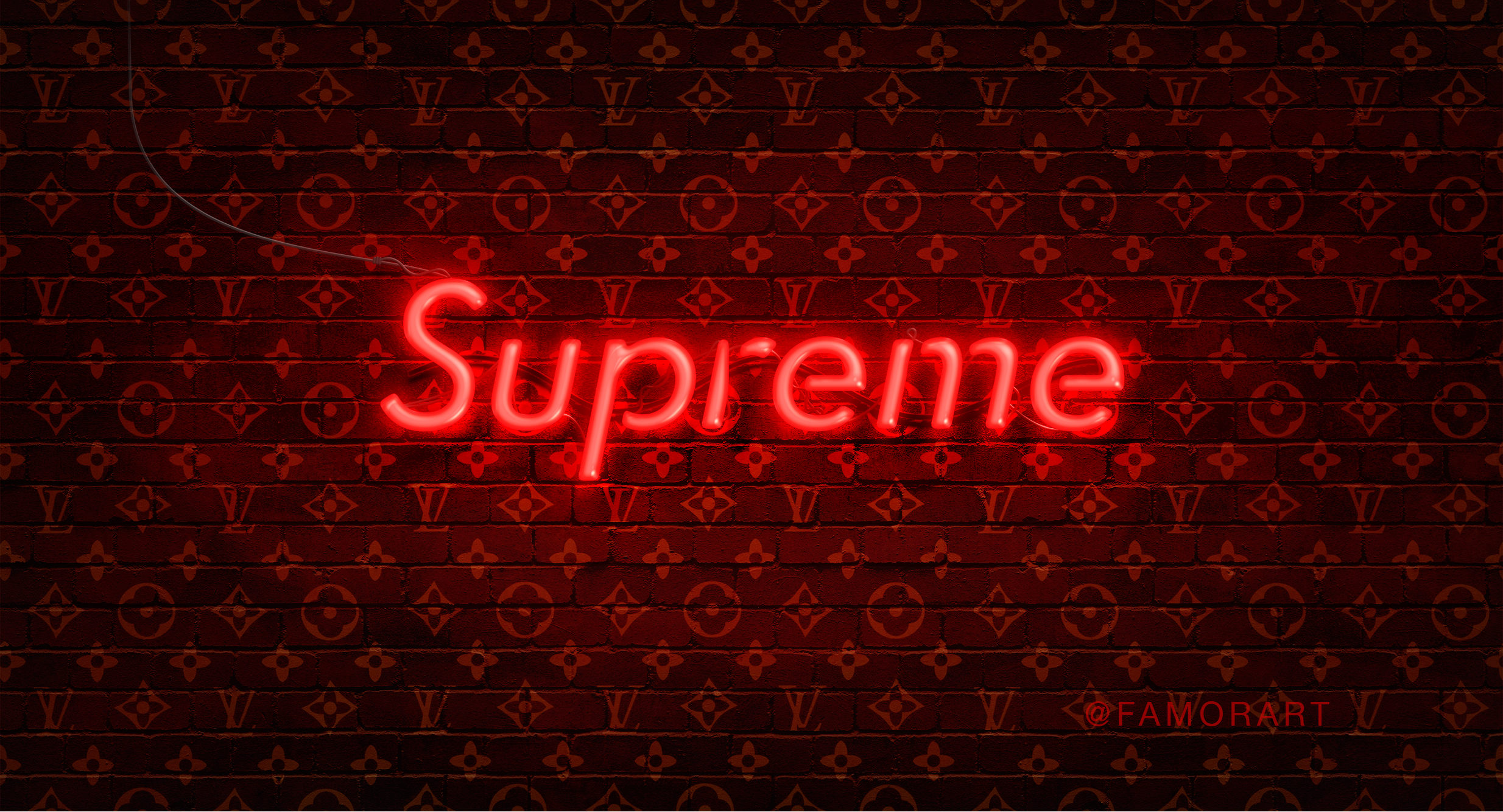 Supreme X Louis Vuitton Neon Light Digital File Print