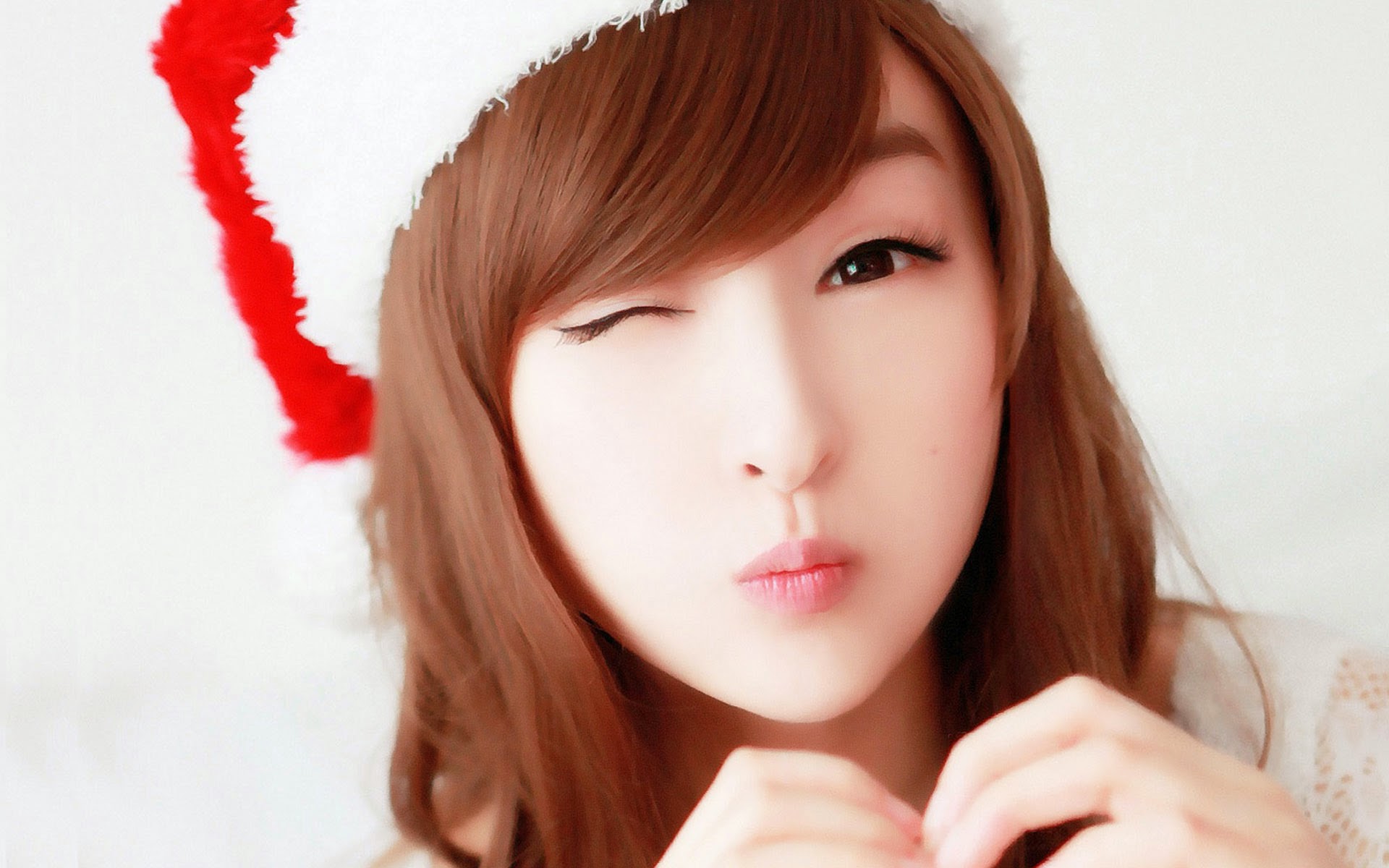 Beautiful Cute Asian Korean Girl Pose HD Wallpaper Wink