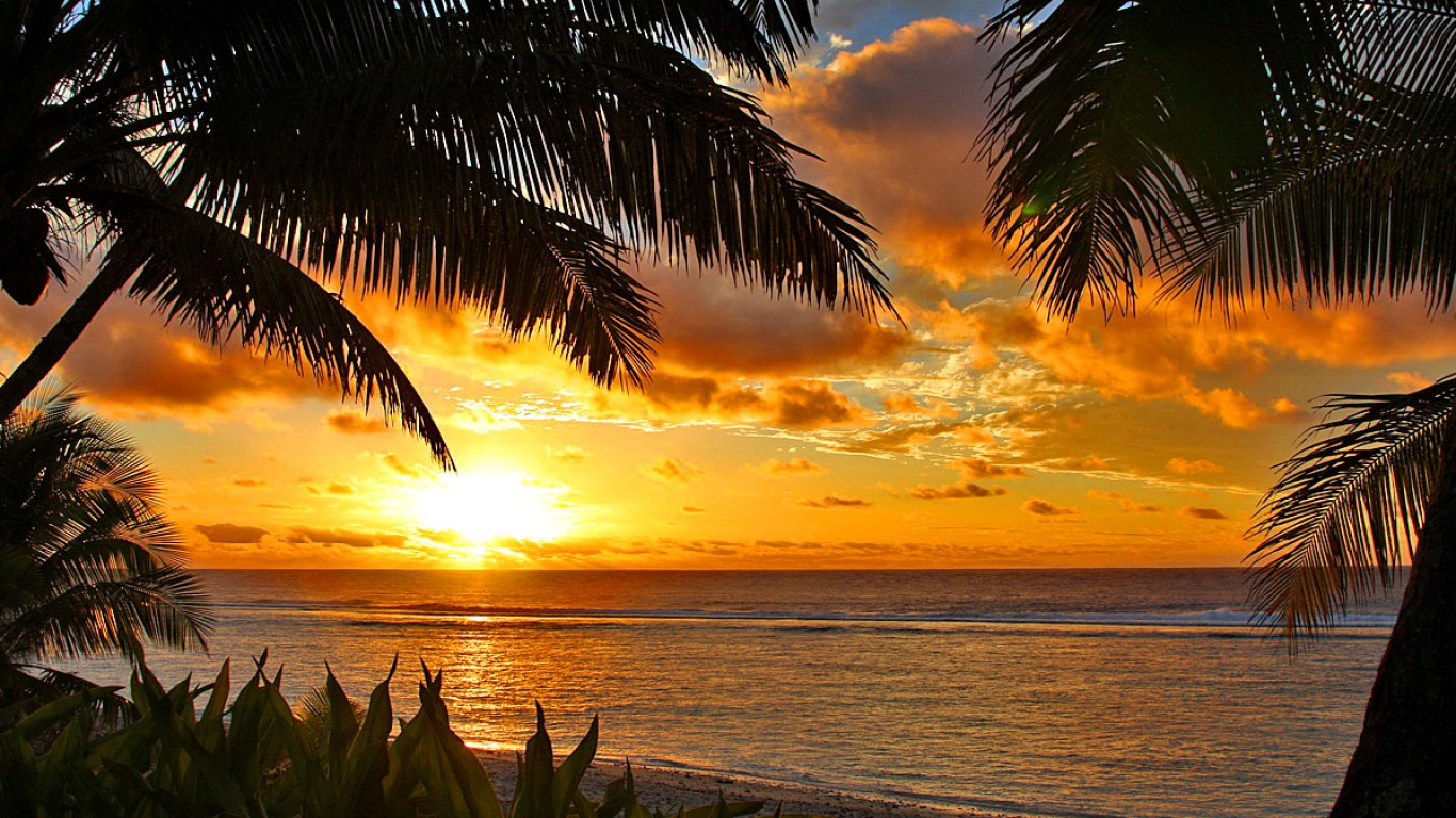 Tropical Sunset Puter Wallpaper Desktop Background