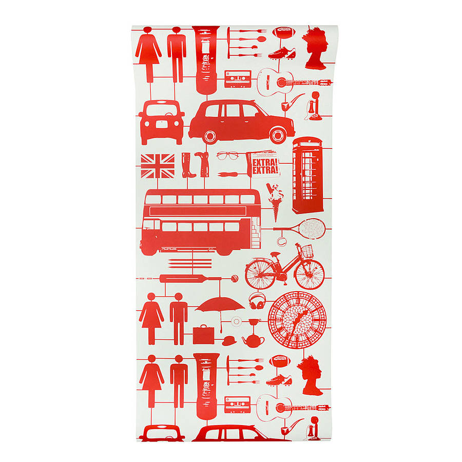 Airfix London Wallpaper Red On Cream By Victoria Eggs