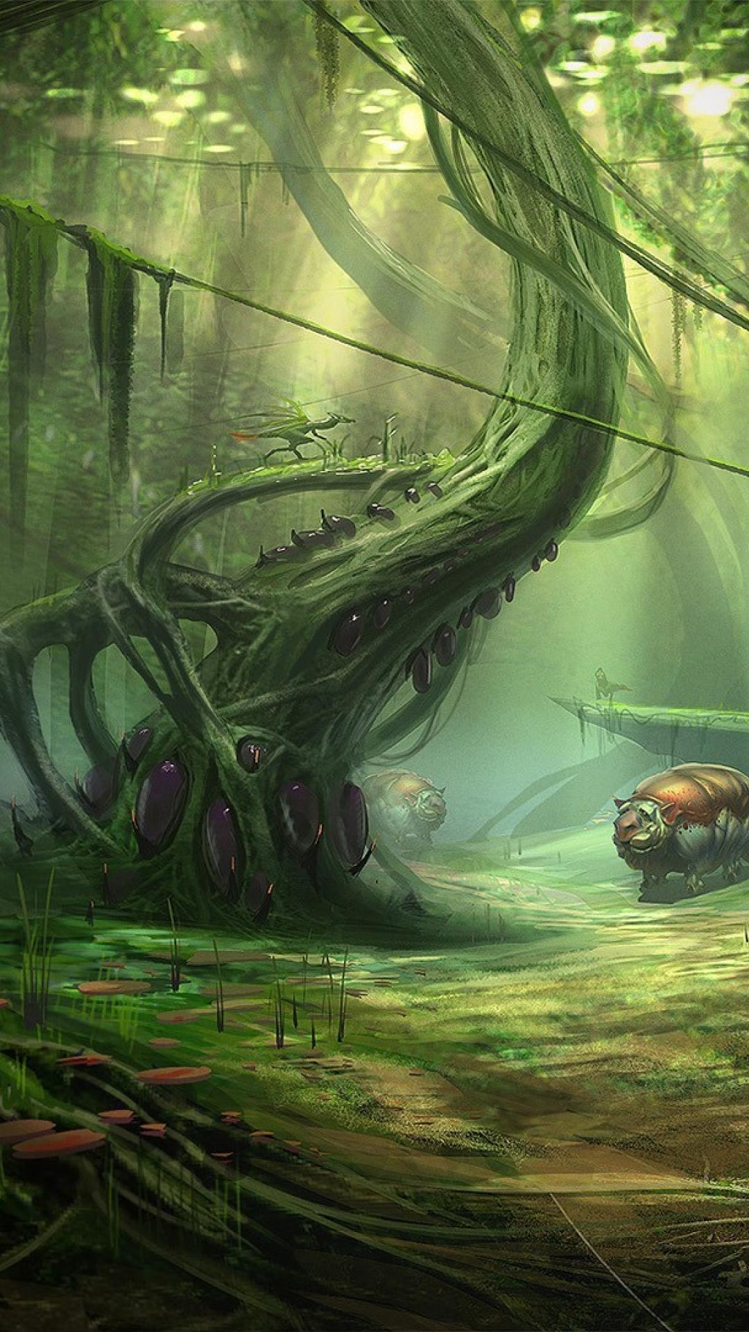 Nature Jungle Forests Plas Fantasy Art Alien Landscapes Wallpaper