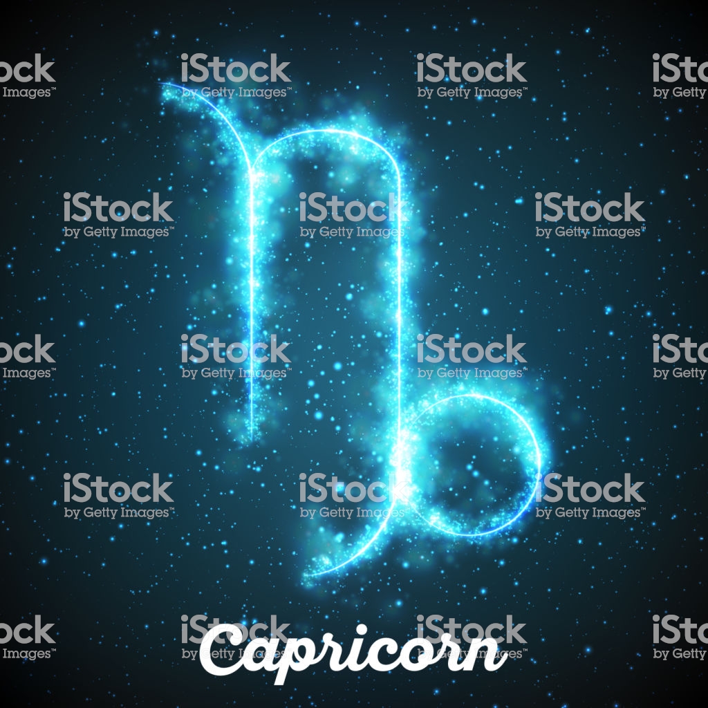 Vector Abstract Zodiac Sign Capricorn On A Dark Blue Background Of