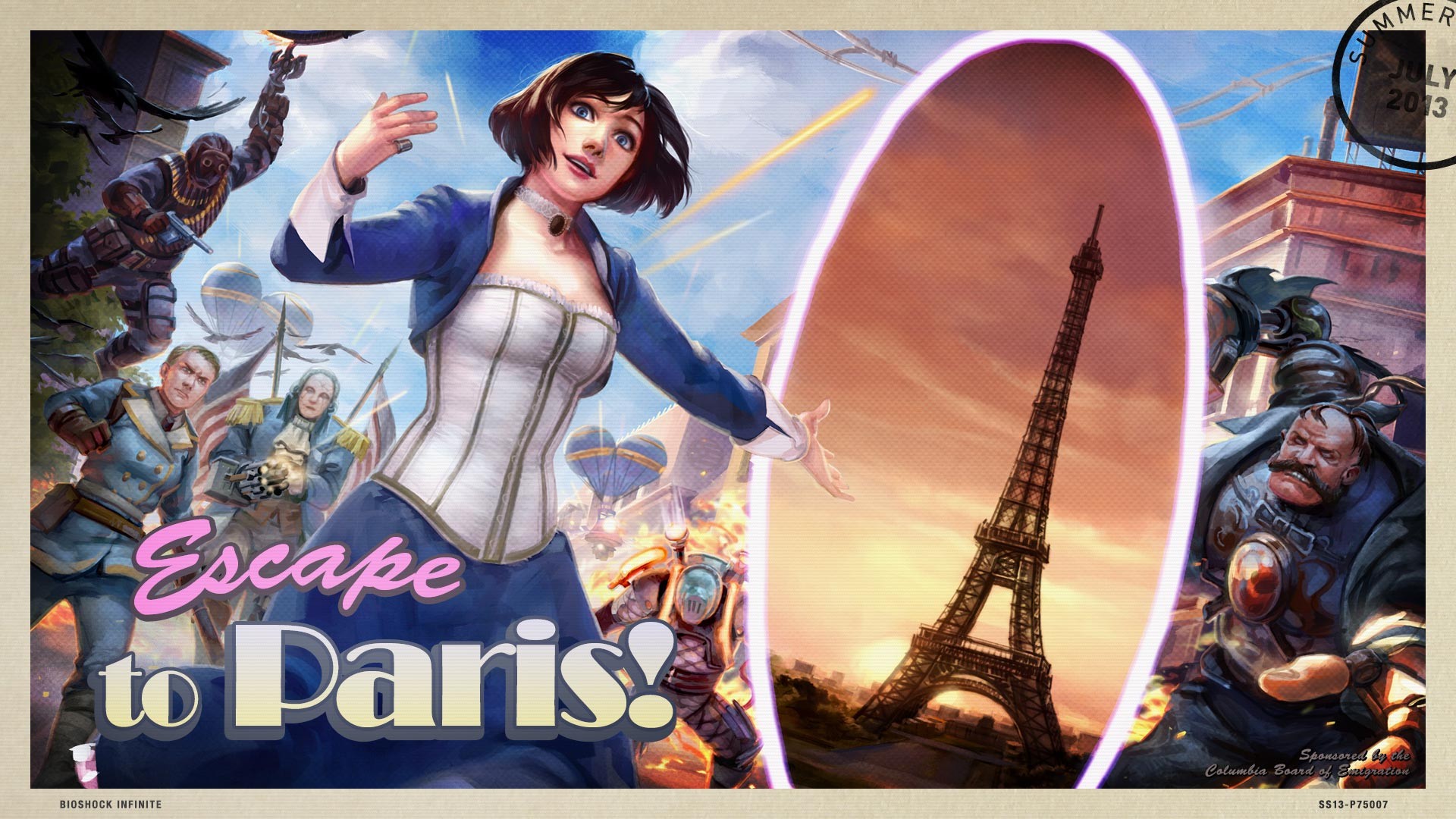 Bioshock Infinite Steampunk Elizabeth Paris Eiffel Tower Post Card