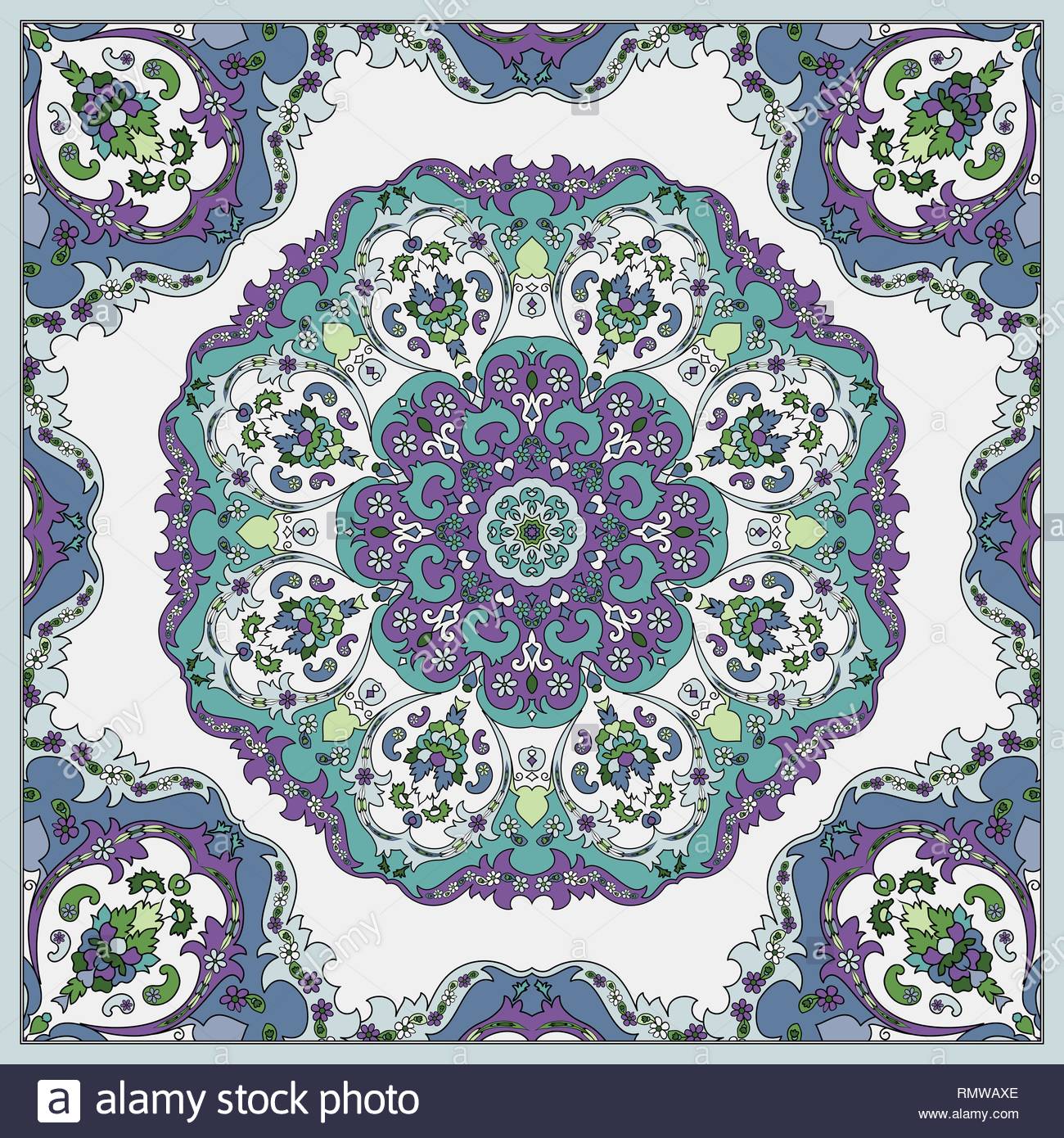 Detailed Floral Pattern For Scarf Shawl Carpet Or Embroidery