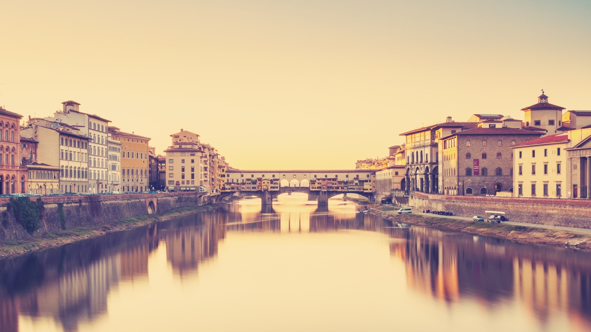 Florence Italy River Bridge Building Day Full HD 1080p