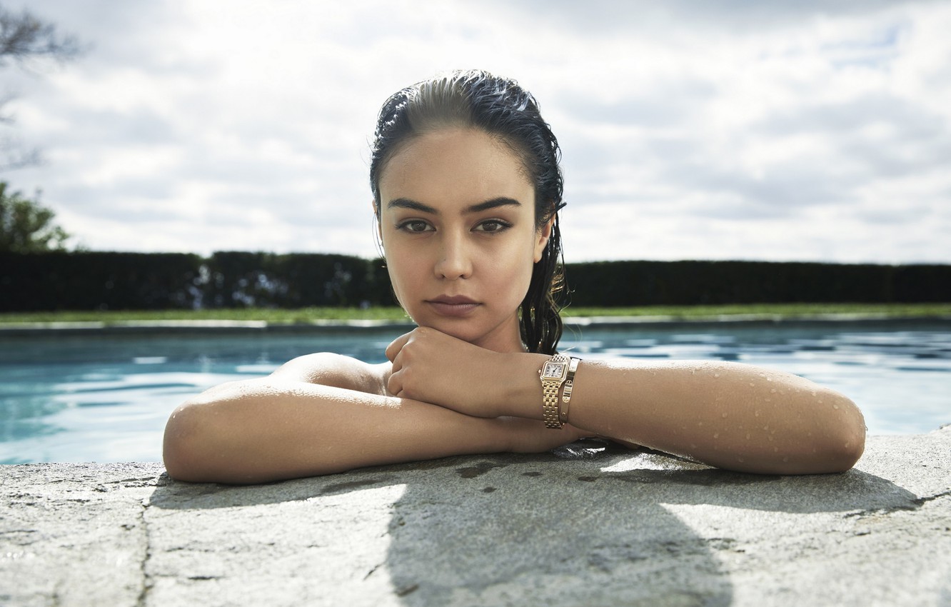Wallpaper Look Pose Model Watch Pool Actress Courtney Eaton