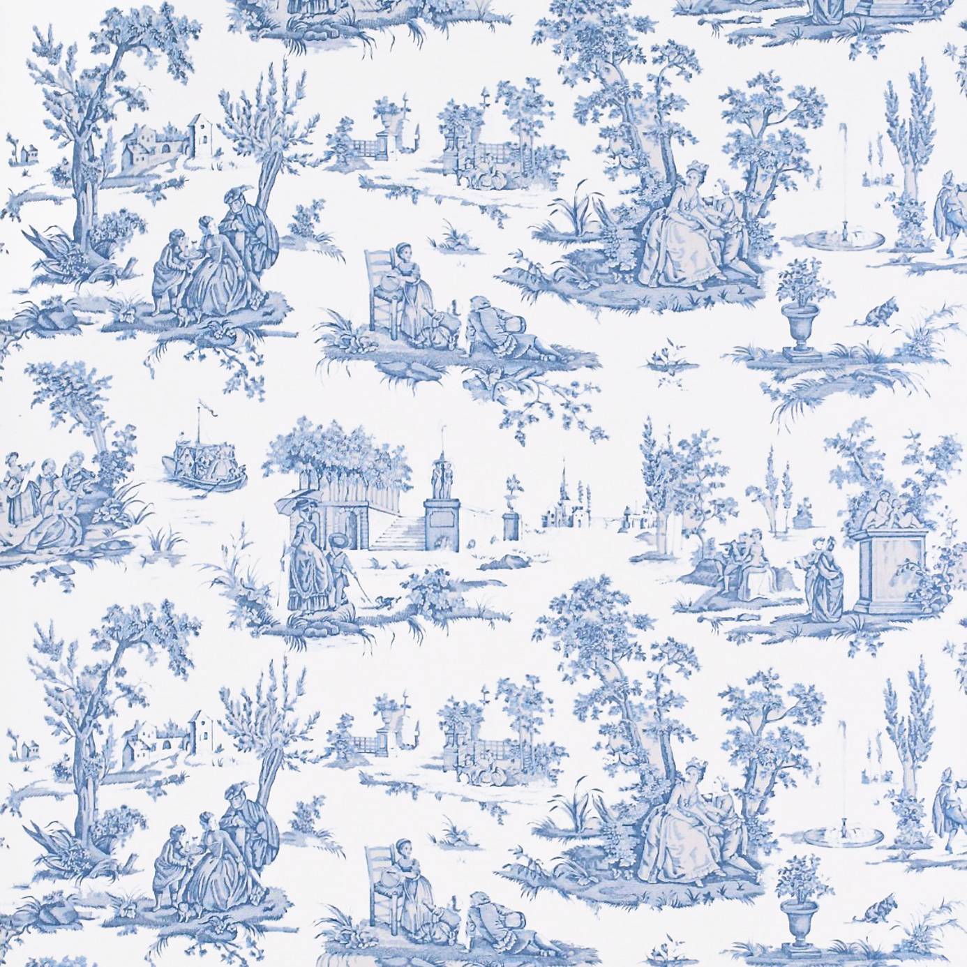 Sanderson Toile Wallpaper Courting Cream Blue