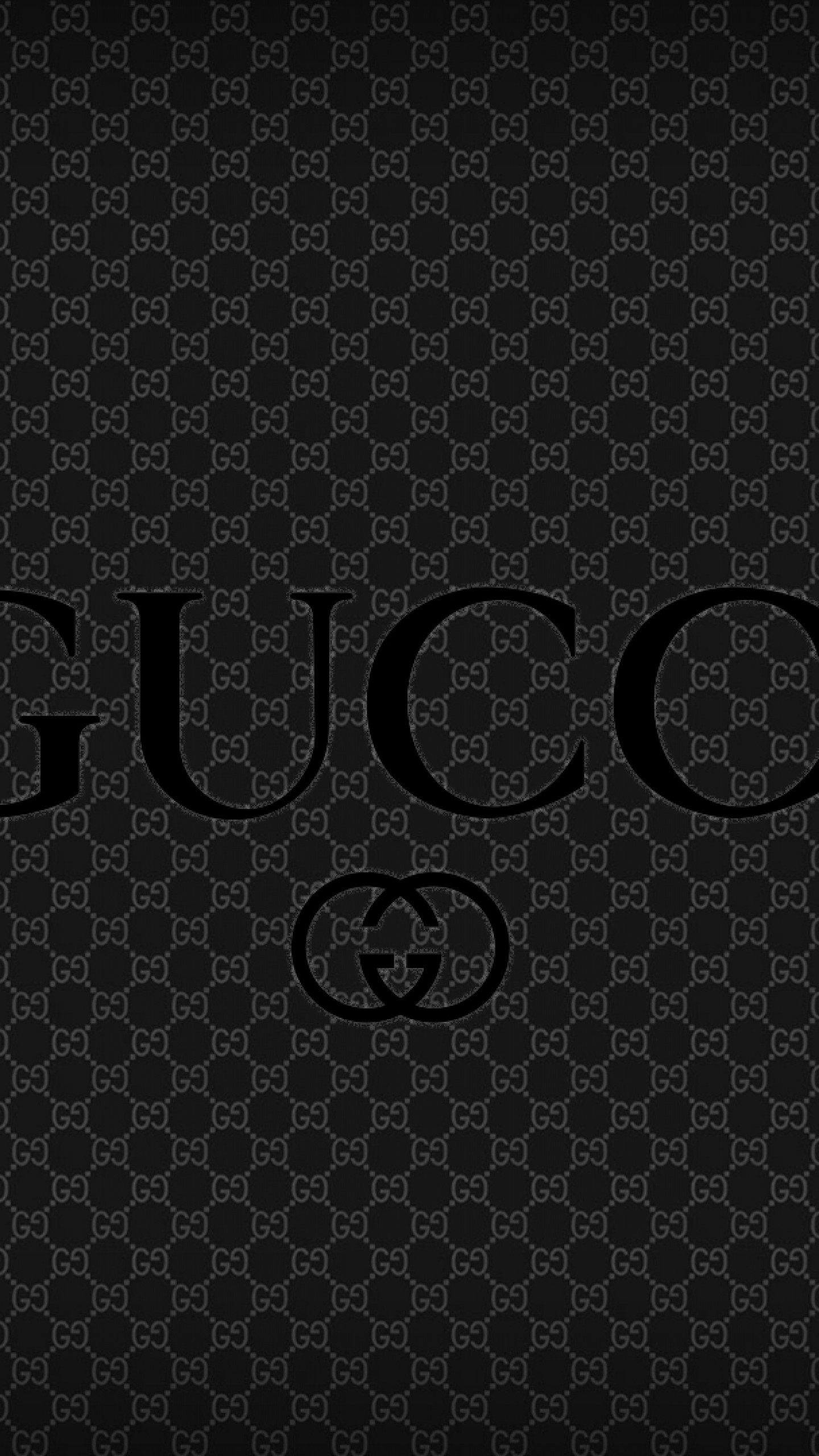 Gucci wallpaper with the interlocking G logo and the brand name