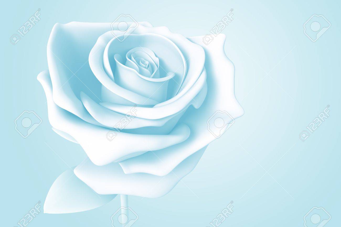 Light Blue Rose Pastel Colors Isolated Model 3d On Background