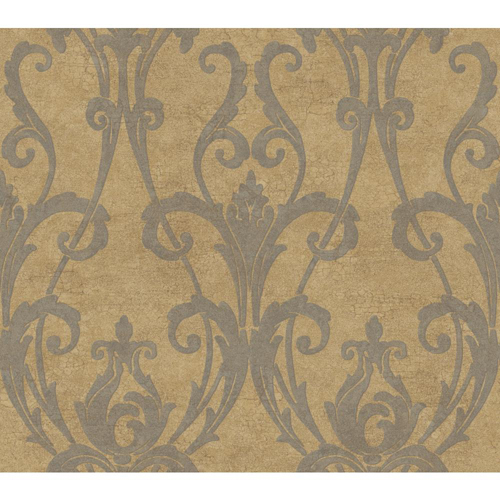 St Augustine Gold Satin and Pewter Tufted Fabric Wallpaper