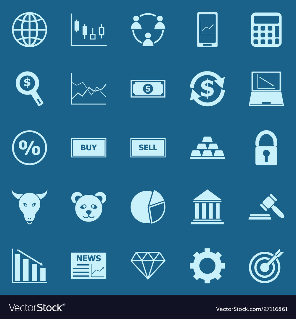 Forex Color Icons On Blue Background Royalty Vector