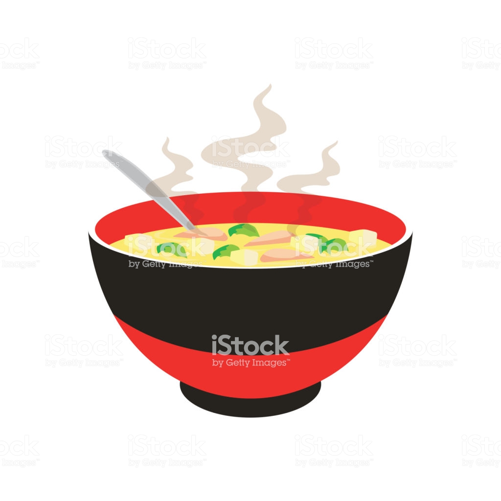 Hot Soup In Chinese Bowl And Chopstick On White Background Vector