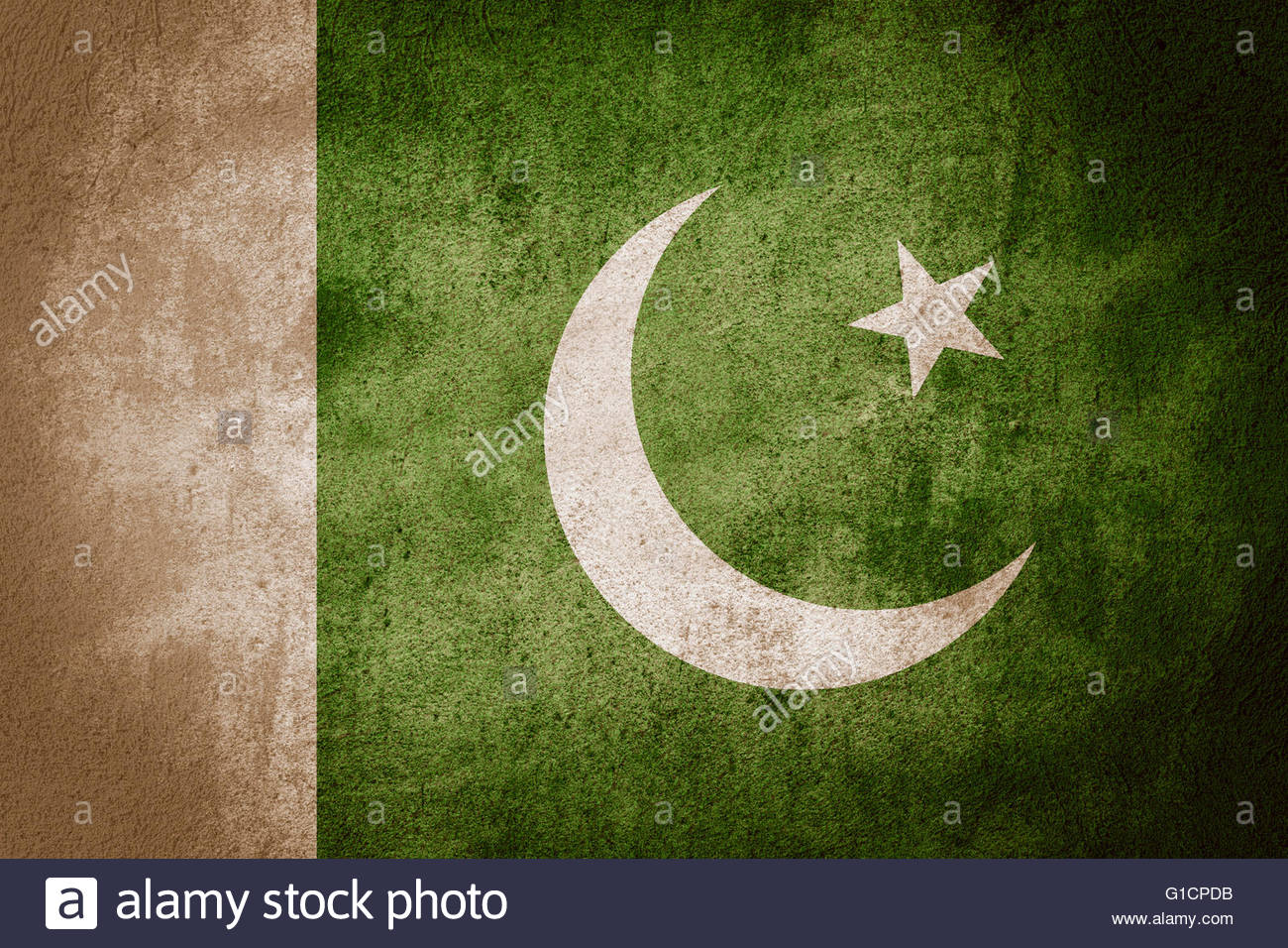Flag Of Pakistan Or Pakistani Banner On Rough Pattern Background