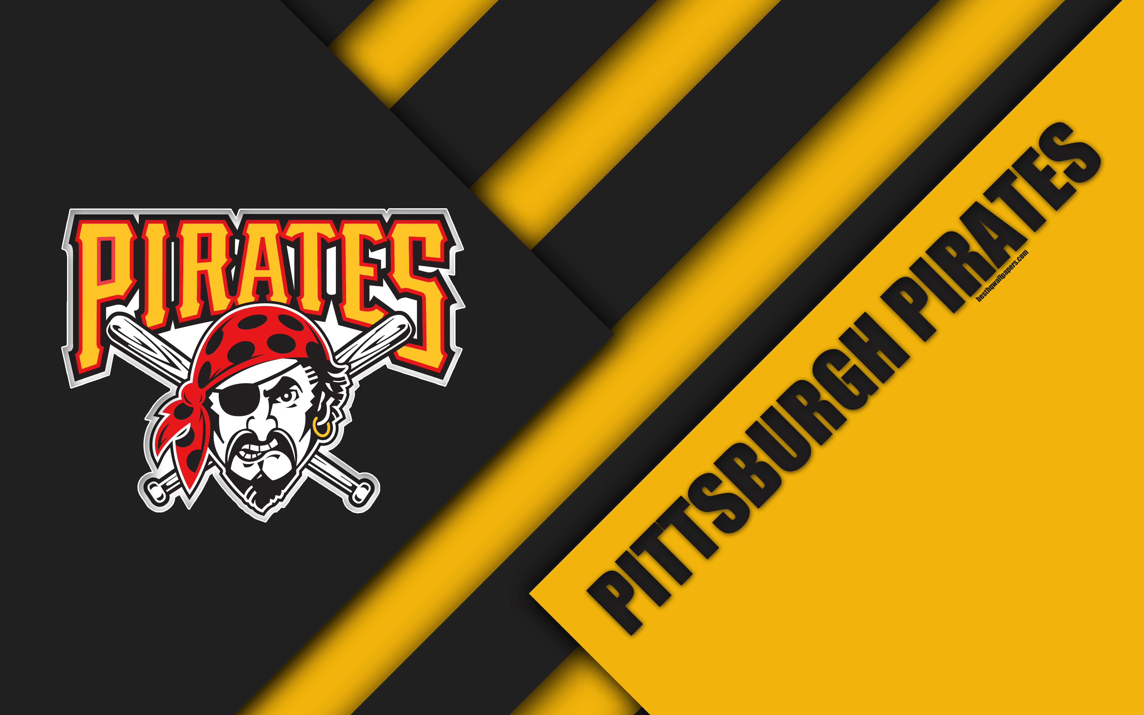 Download wallpapers Pittsburgh Pirates MLB 4k black and yellow