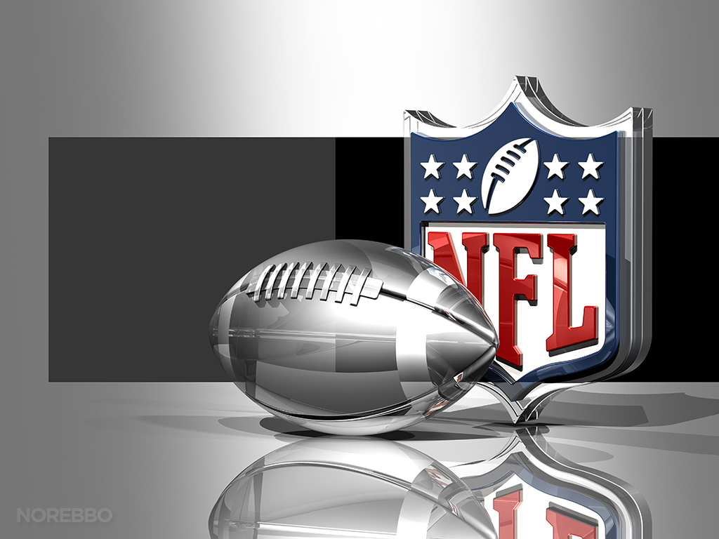 3d illustration of an NFL logo behind a transparent silver American 1024x768