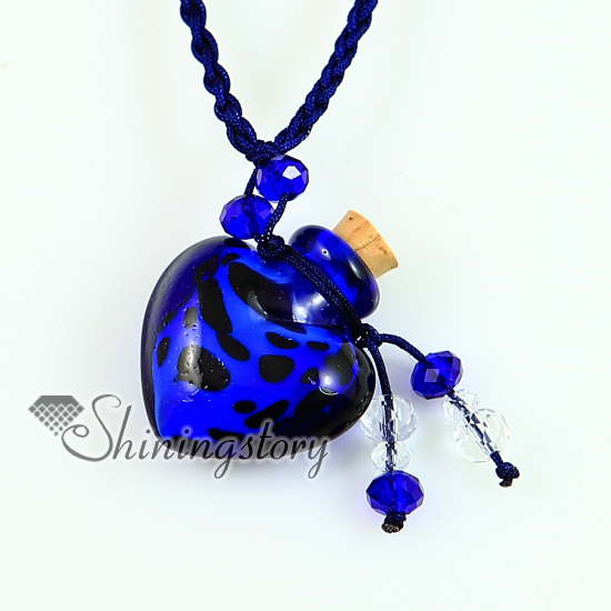 Murano Glass Pendant Perfume Bottle Necklace Fashion Heart Bead