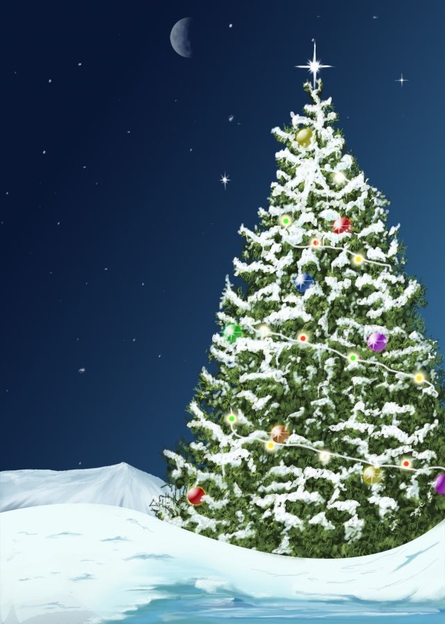 Christmas Card Template Snow Vector Landscape Illustration