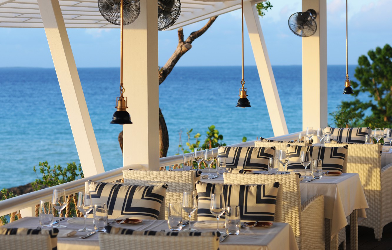 Wallpaper Terrace Restaurant Sea Beachfront Image For
