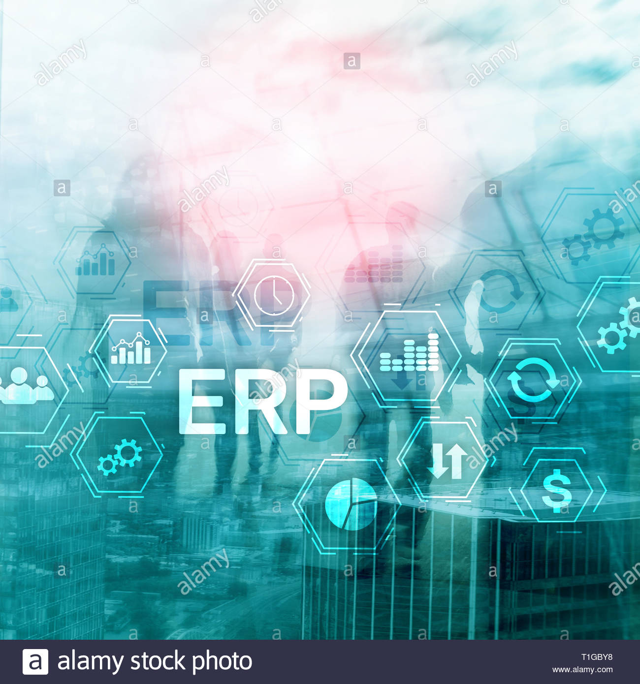 Erp System Enterprise Resource Planning On Blurred Background