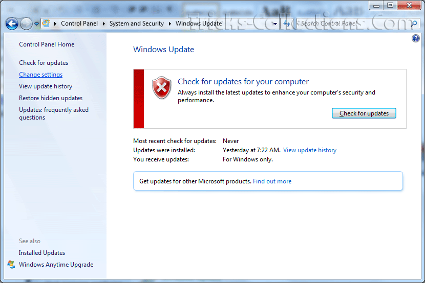 To Disable Windows Automatic Update Under Important Updates