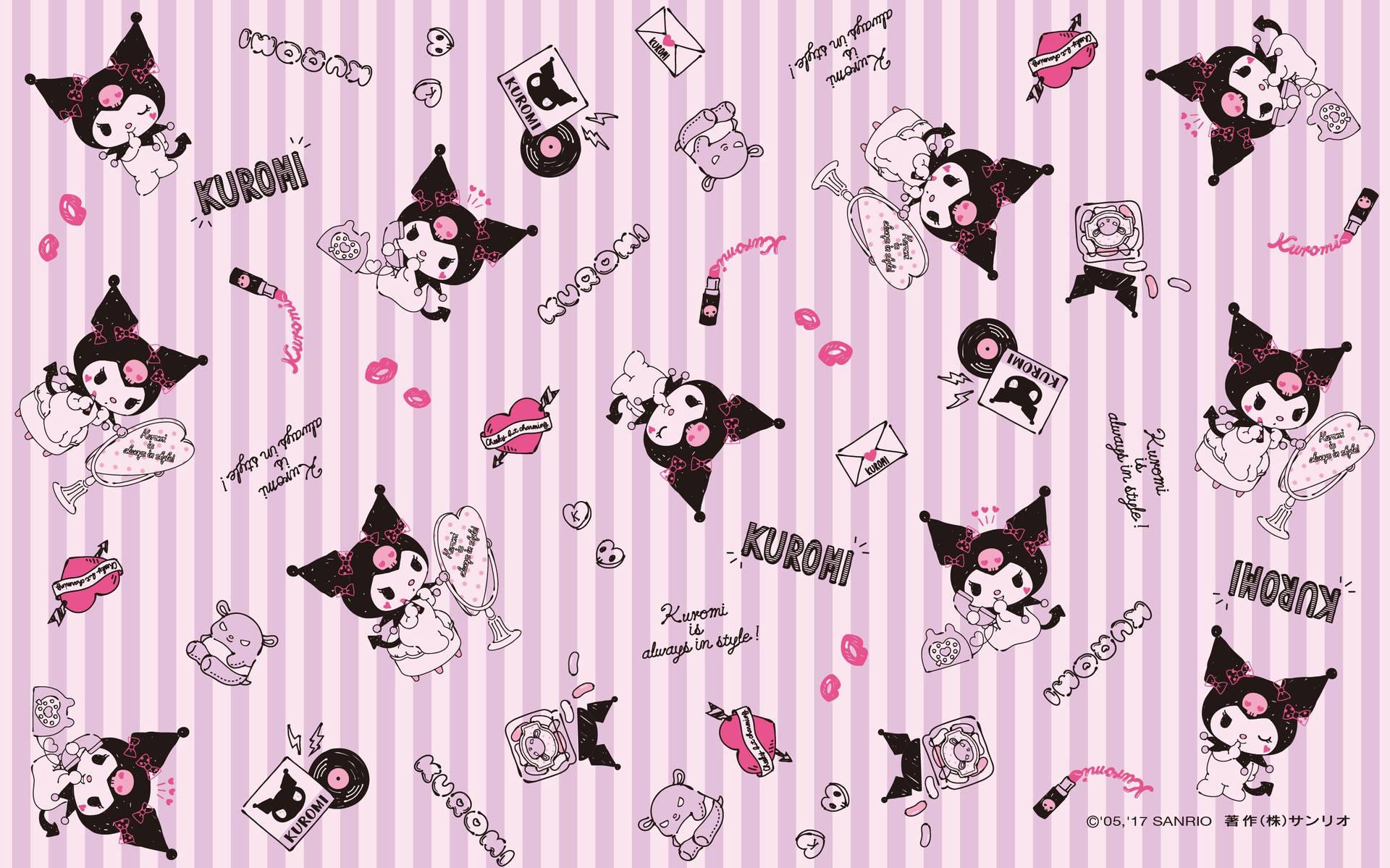 Download Kuromi Pattern In Lavender Wallpaper