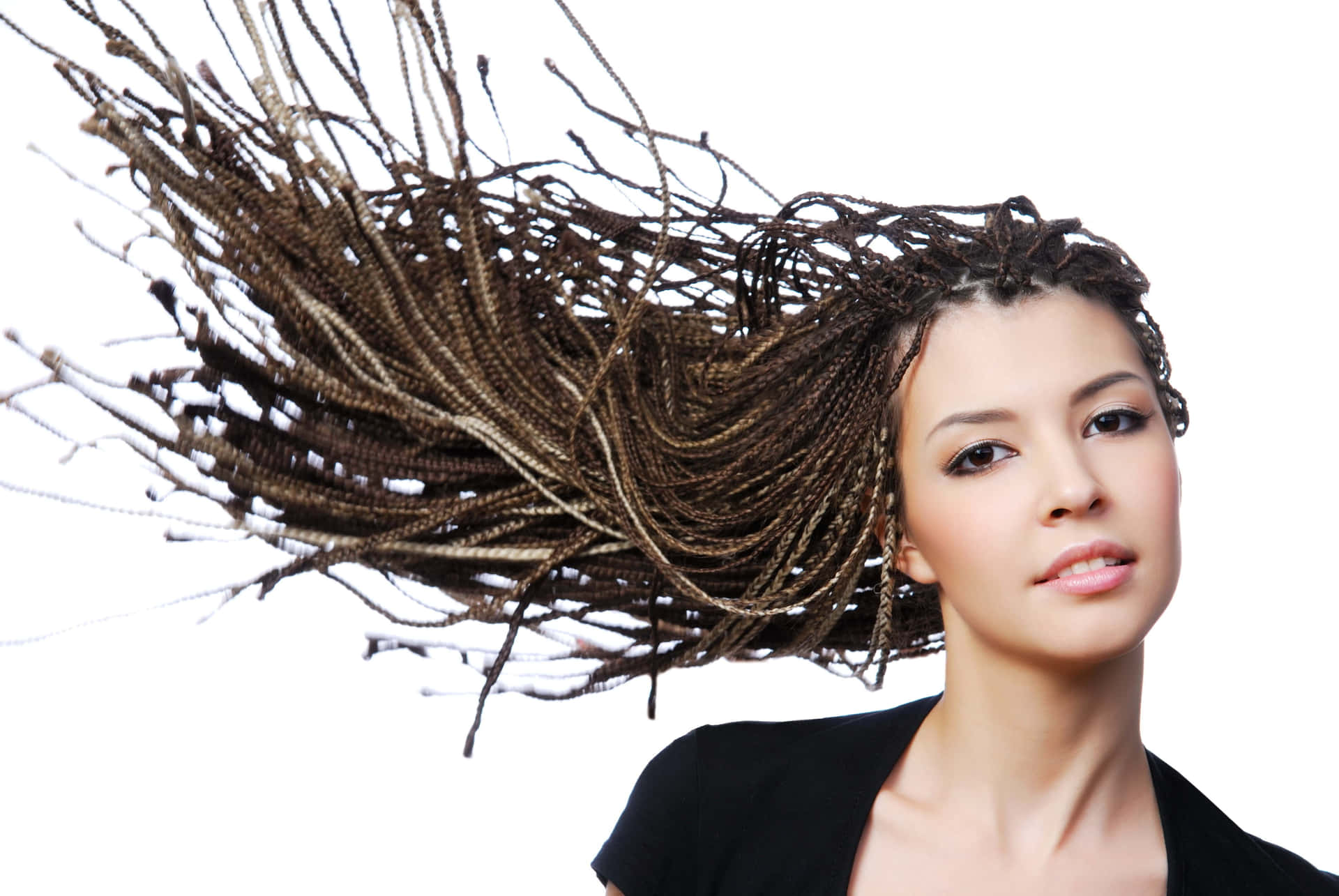 A Woman With Long Hair Blowing In The Wind Wallpaper