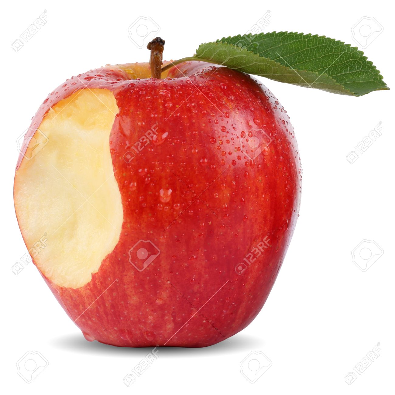 Bitten Red Apple Fruit Missing Bite Isolated On A White Background