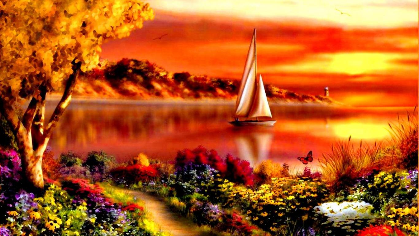 Sailing At Sunrise Wallpaper HD