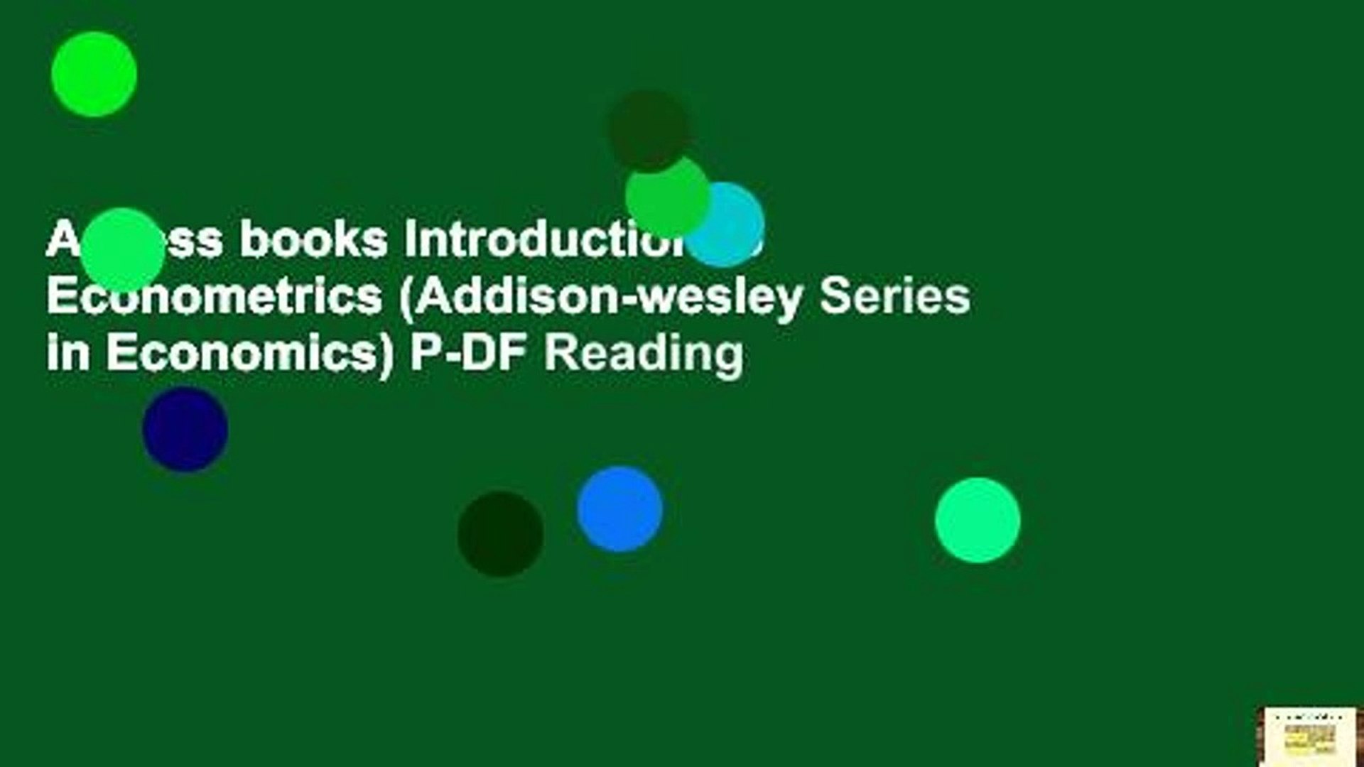 Access Books Introduction To Econometrics Addison Wesley Series
