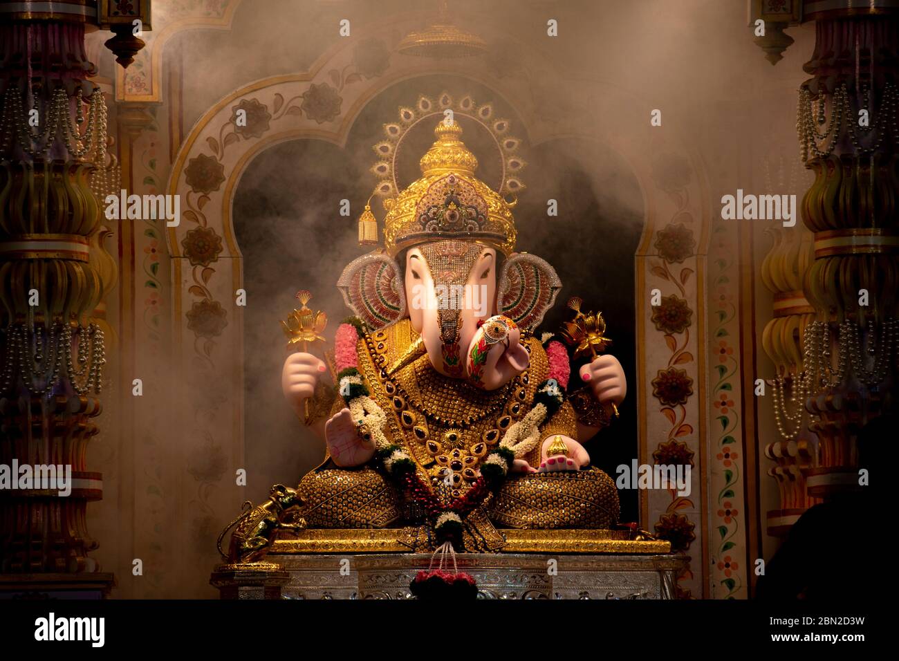 Dagdusheth Ganapati Idol at pune with golden jewellery in the