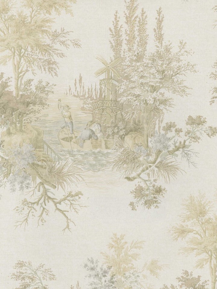Interior Place Light Tan Old English Picturesque Wallpaper