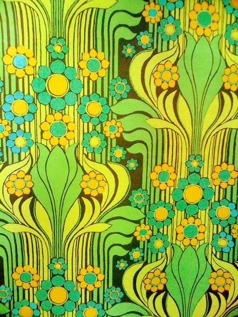 60s Wallpaper Patterns Mod Green Floral Wall