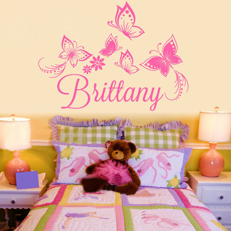 Personalized Custom Name Vinyl Decal Beauty Girl Wallpaper For
