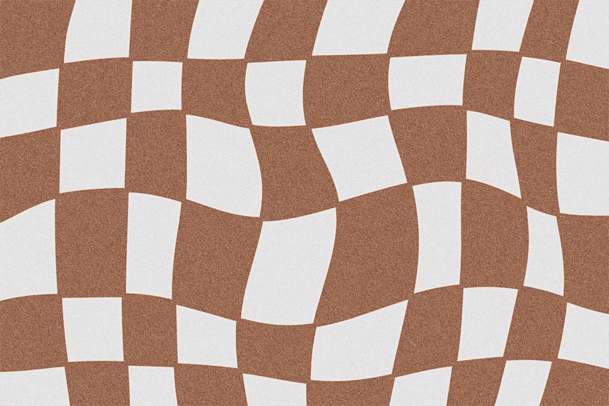 Aesthetic Wavy Brown Checkered Pattern Wallpaper