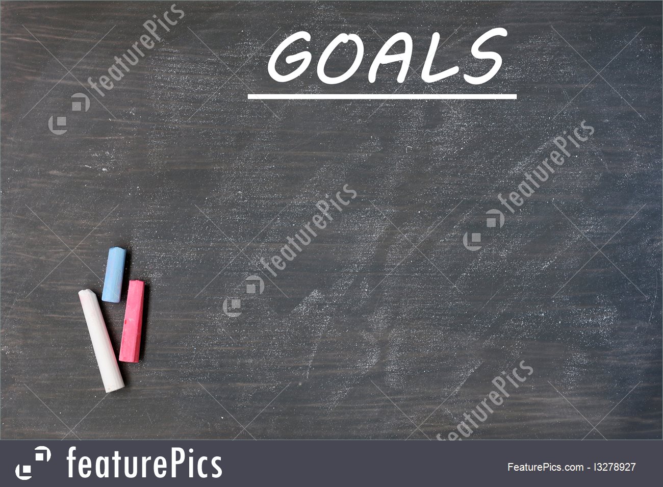 Signs And Info Blank Goals Background On A Smudged Blackboard