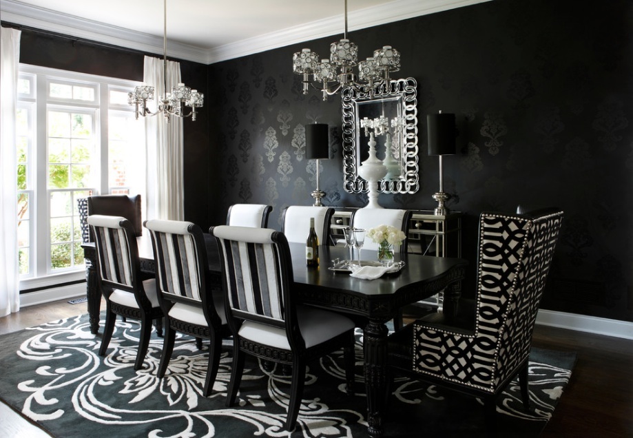 Black And White Dining Room Wallpaper