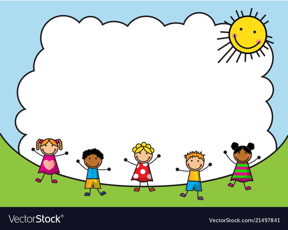 Cartoon kids jumping on background sky Royalty Free Vector