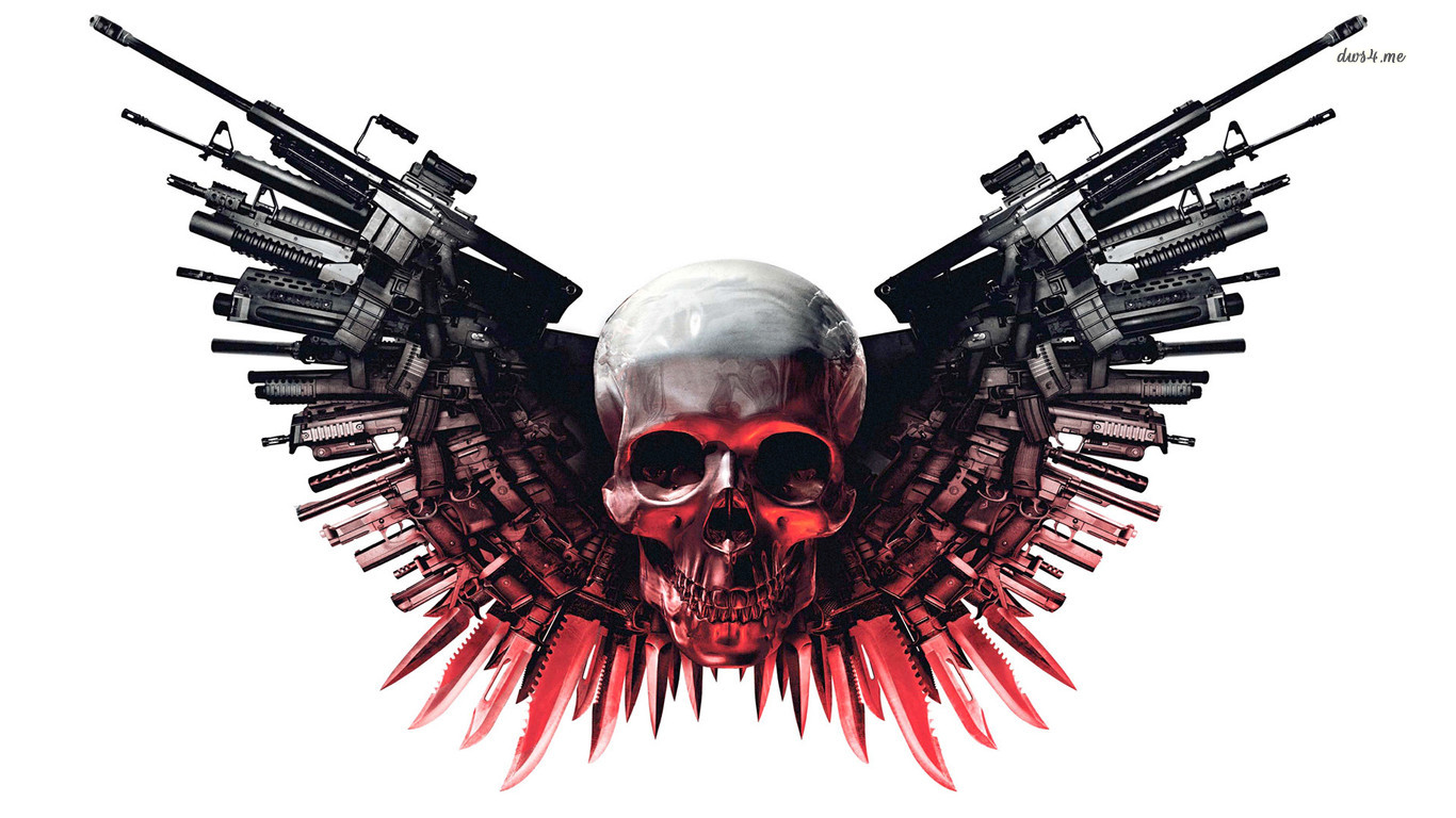 Skull With Gunwings Wallpaper Digital Art